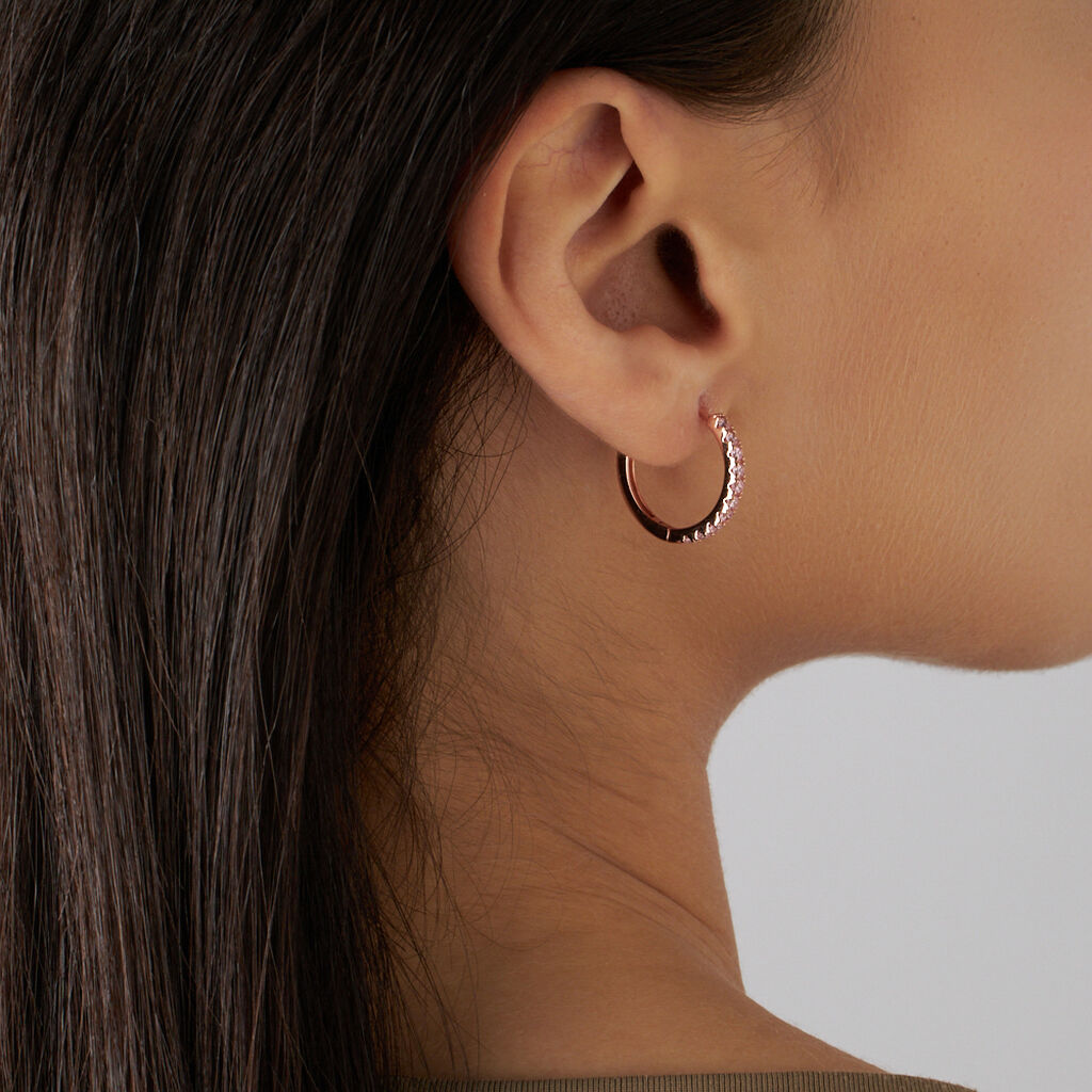 Orecchini A Cerchio Silver Rainbow Argento Rosa Cubic Zirconia