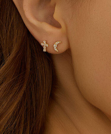 Orecchini Lobo Bon Ton Oro Giallo Cubic Zirconia
