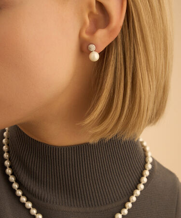 Orecchini Lobo Silver Pearls Argento Rodiato Perla sintetica