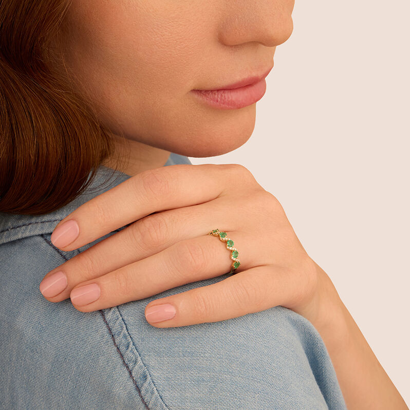 Anello Riviere Charlotte Oro Giallo Smeraldo Diamante - Anelli Riviere Donna | Stroili