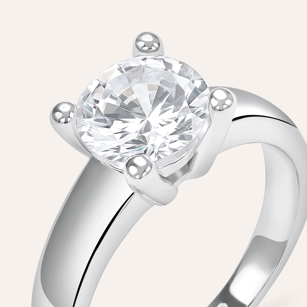 Anello Solitario Silver Elegance Argento Rodiato Cubic Zirconia - Anelli con Pietre Donna | Stroili