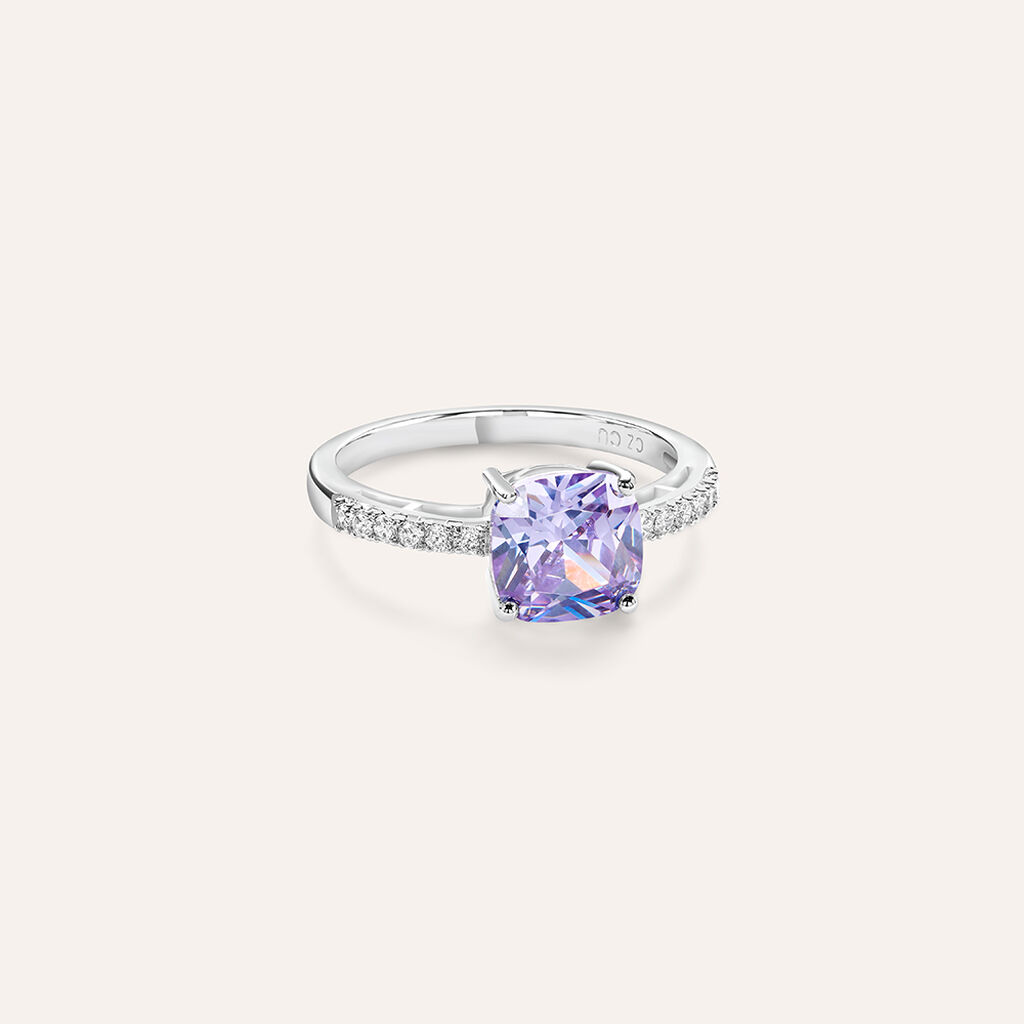 Anello Solitario Silver Rainbow Argento Rodiato Cubic Zirconia - Anelli con Pietre Donna | Stroili
