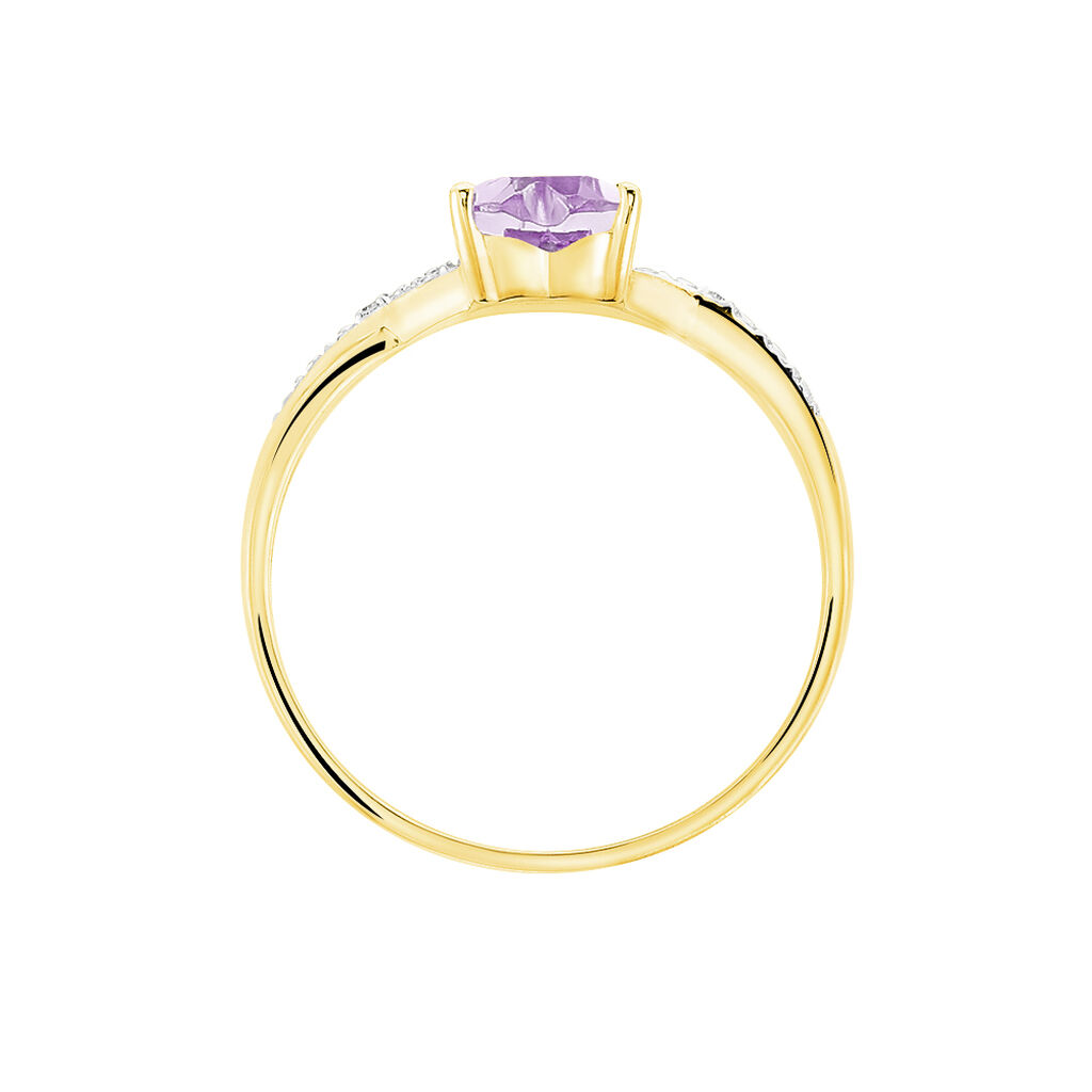 Anello Am&eacute;lie Oro Giallo Ametista Cubic Zirconia