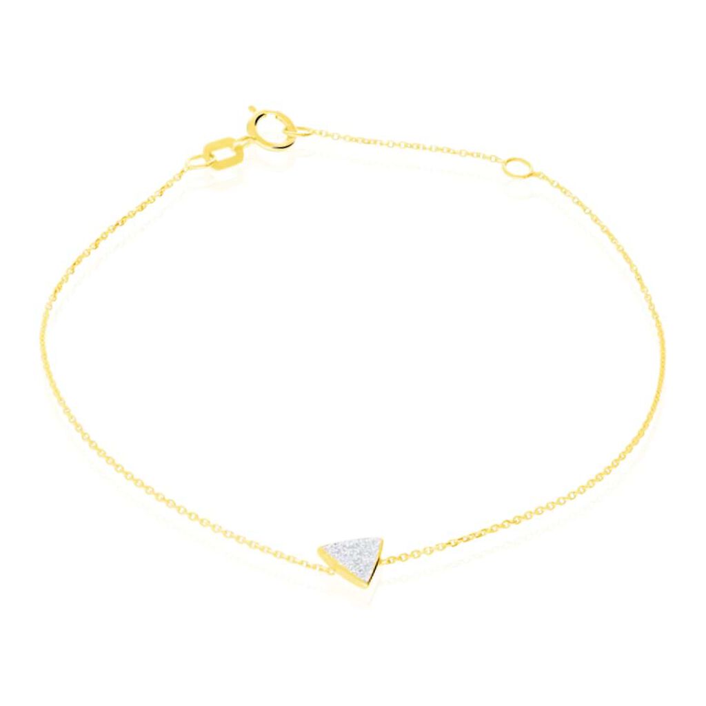 Bracciale in oro giallo con ciondolo a forma di triangolo in glitter