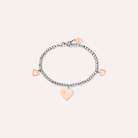Bracciale Lady Chic Acciaio Bicolore Bianco / Rosa Cristallo - Bracciali con Incisione Donna | Stroili