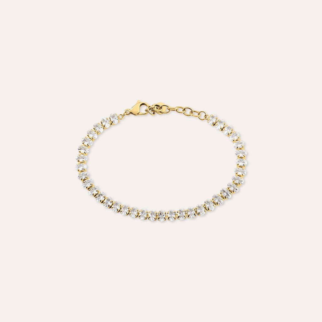 Bracciale Tennis Aura Acciaio Dorato Cubic Zirconia