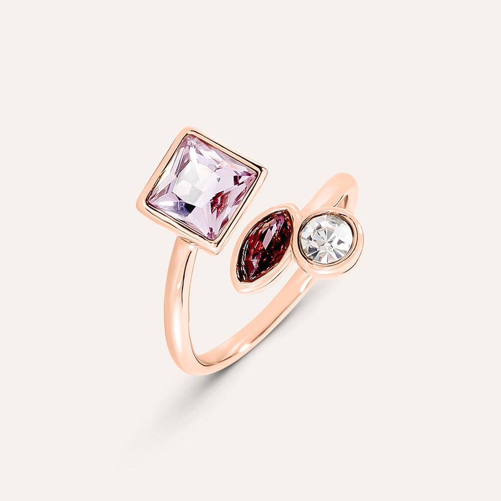 Anello Contrarie Violet Ottone Rosa Cristallo