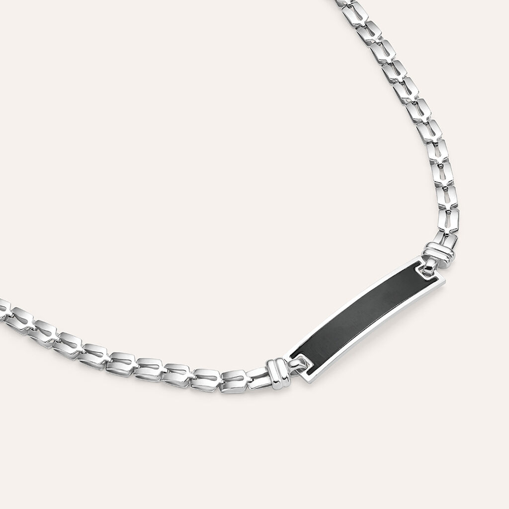 Bracciale Con Targhetta Gentleman Argento Rodiato - Bracciali con Incisione Uomo | Stroili
