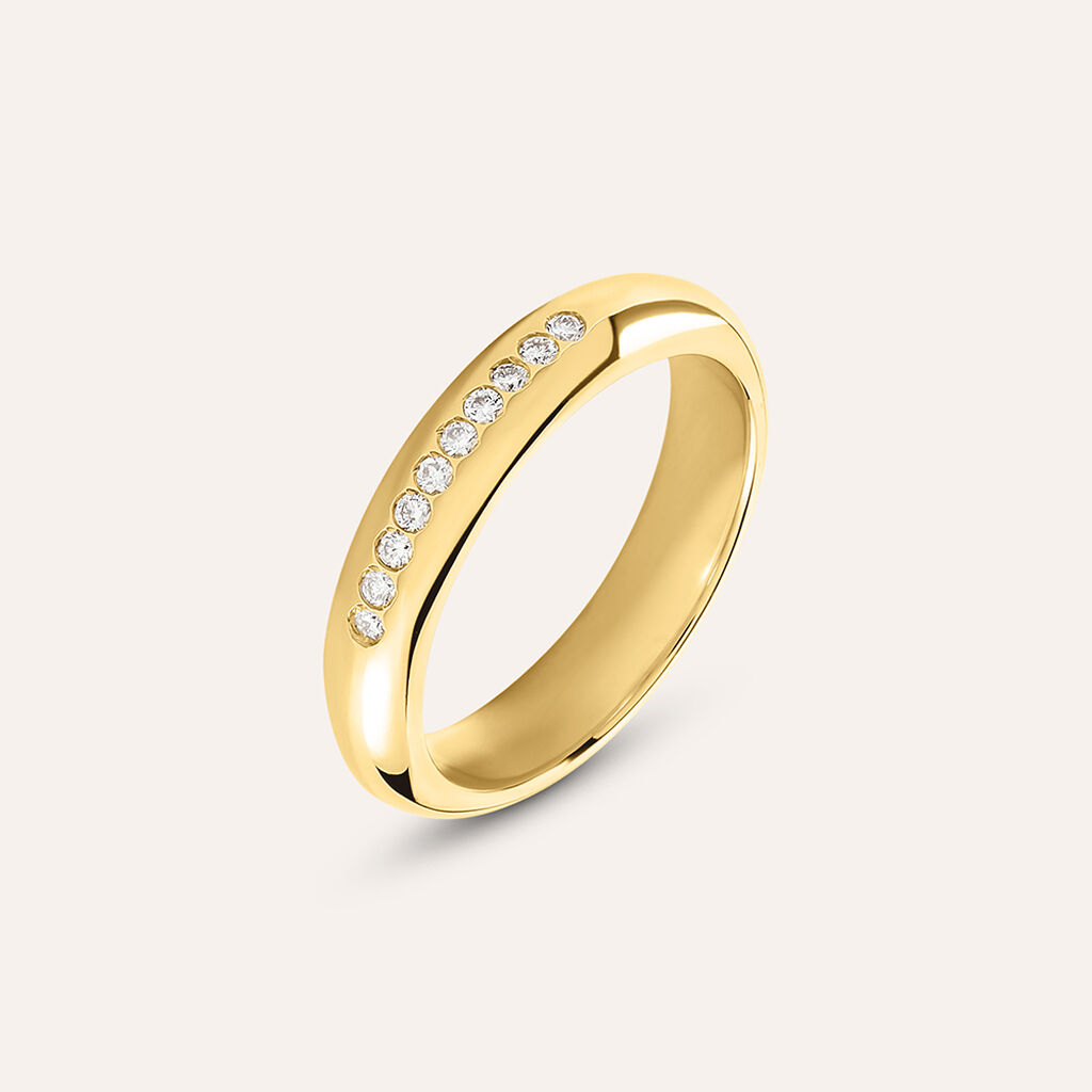 Fede Classica Leggera 4 mm Oro Giallo Diamante