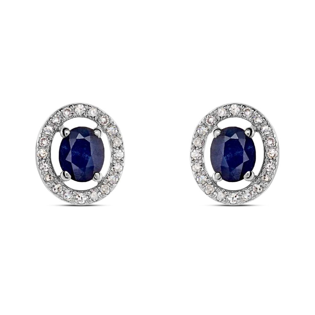 Orecchini Lobo Punto Luce Elizabeth Crown Oro Bianco Zaffiro Diamante - Orecchini a Lobo Donna | Stroili
