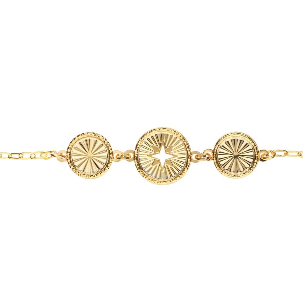 Bracciale con charms rosa dei venti e raggi in bronzo dorato - Bracciali Donna | Stroili