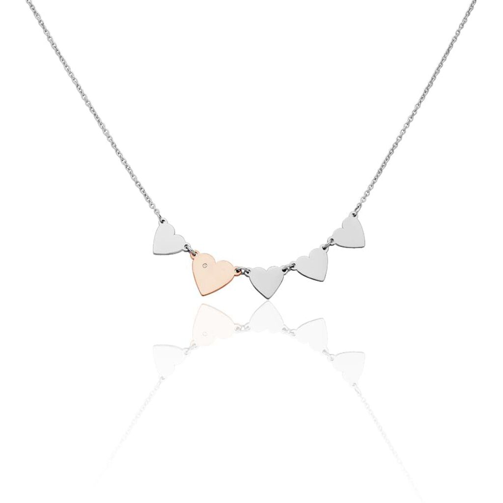 Collana in acciaio bicolore e strass con charm Cuore - Collane Donna | Stroili