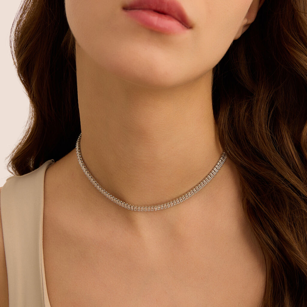 Collana Tennis Romantic Shine Metallo Cristallo