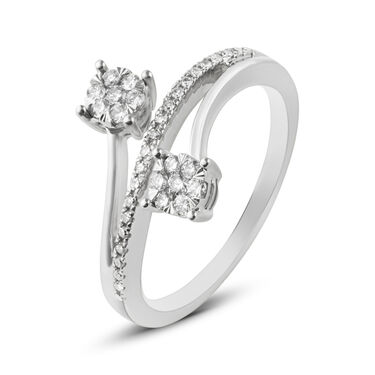 Anello Fantasia Petali Oro Bianco E Diamanti