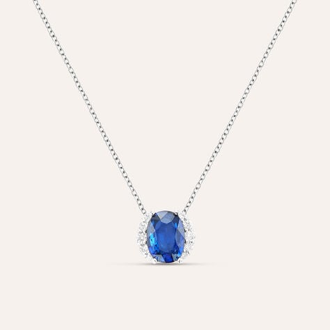 Collana Punto Luce Elizabeth Crown Oro Bianco Zaffiro Diamante - Collane Punto Luce Donna | Stroili
