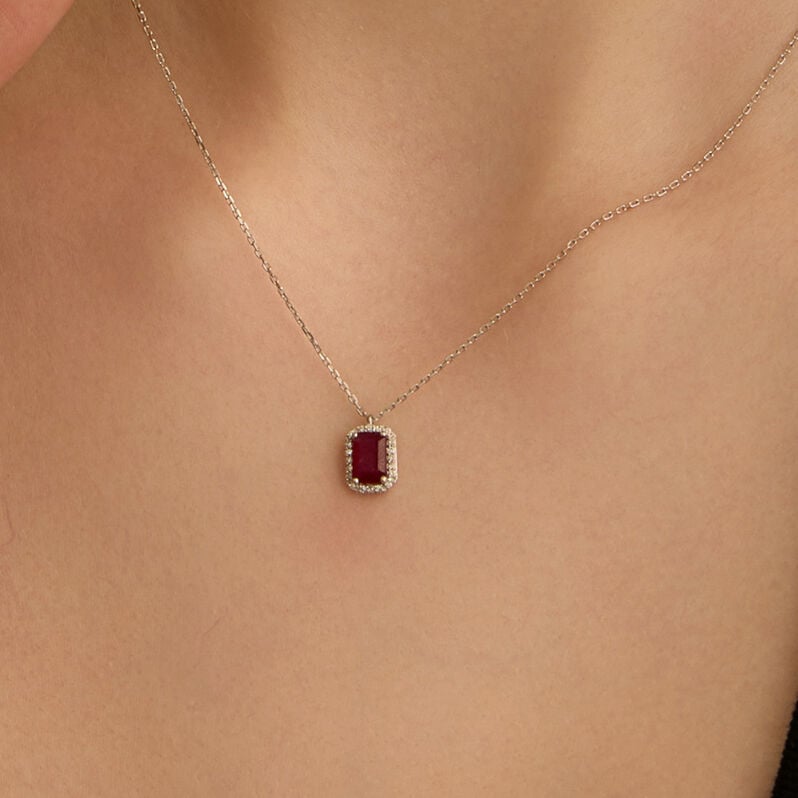 Collana Charlotte Oro Bianco Rubino Diamante - Collane Donna | Stroili