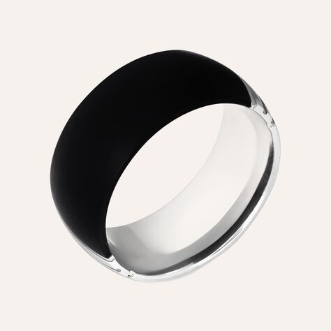 Anello Fascia Man Code Acciaio Bicolore Bianco / Nero - Anelli con Incisione Uomo | Stroili