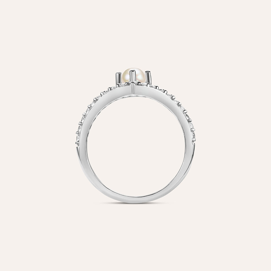 Anello Fantasia Silver Pearls Argento Rodiato Perla sintetica Cubic Zirconia - Anelli con Pietre Donna | Stroili