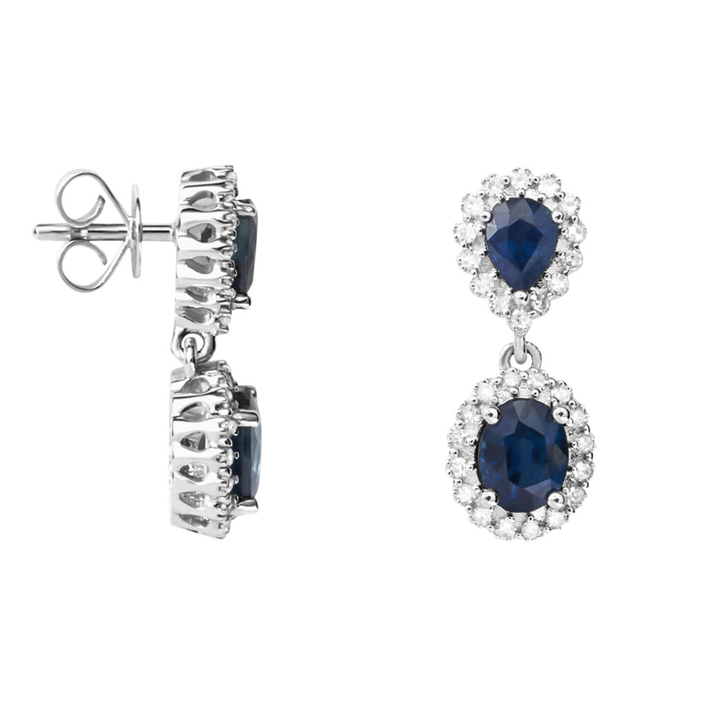 Orecchini Pendenti Charlotte Oro Bianco Zaffiro Diamante Diamante - Orecchini Pendenti Donna | Stroili