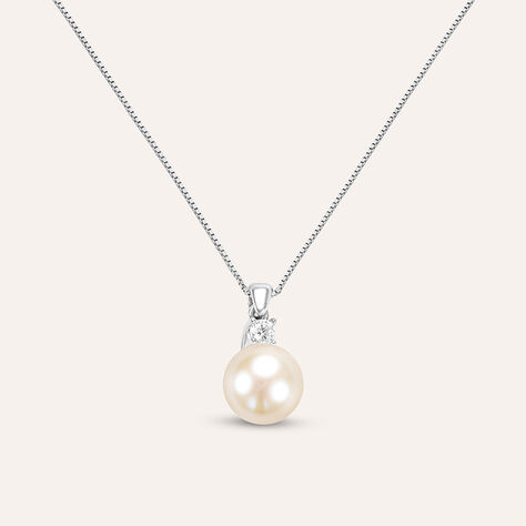 Collana Gabrielle Oro Bianco Perla D'Acqua Dolce Cubic Zirconia - Collane Donna | Stroili