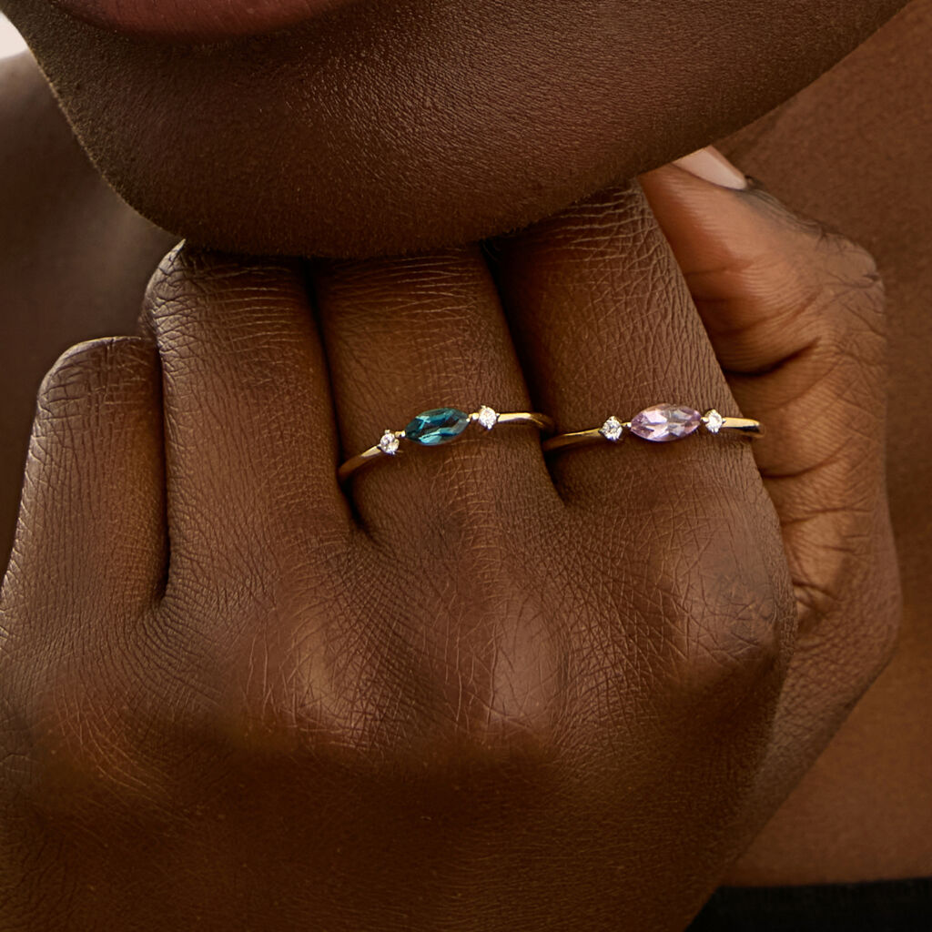 Anello Solitario Amélie Oro Giallo Topazio Cubic Zirconia