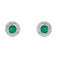 Orecchini Lobo Punto Luce Charlotte Oro Bianco Smeraldo Diamante