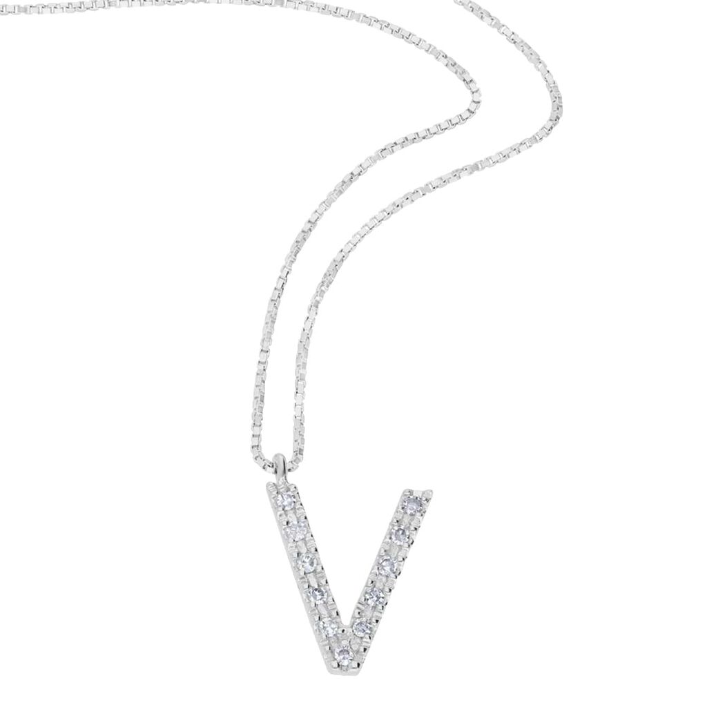 Collana Diamond Letters Oro Bianco Diamante - Collane Donna | Stroili