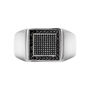 Anello Chevalier Gentleman Argento Bicolore Bianco / Nero Cubic Zirconia