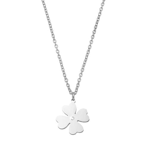 Girocollo quadrifoglio in acciaio e cristalli - Collane Donna | Stroili
