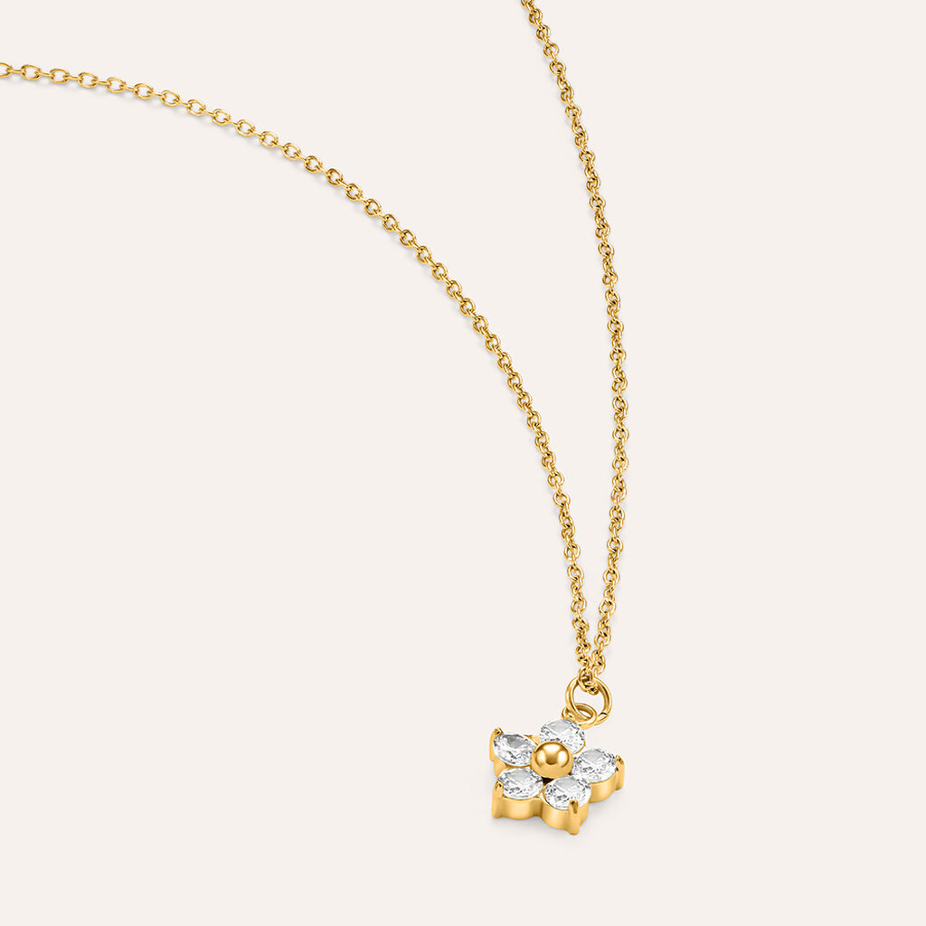 Collana Radiance Acciaio Dorato Cristallo