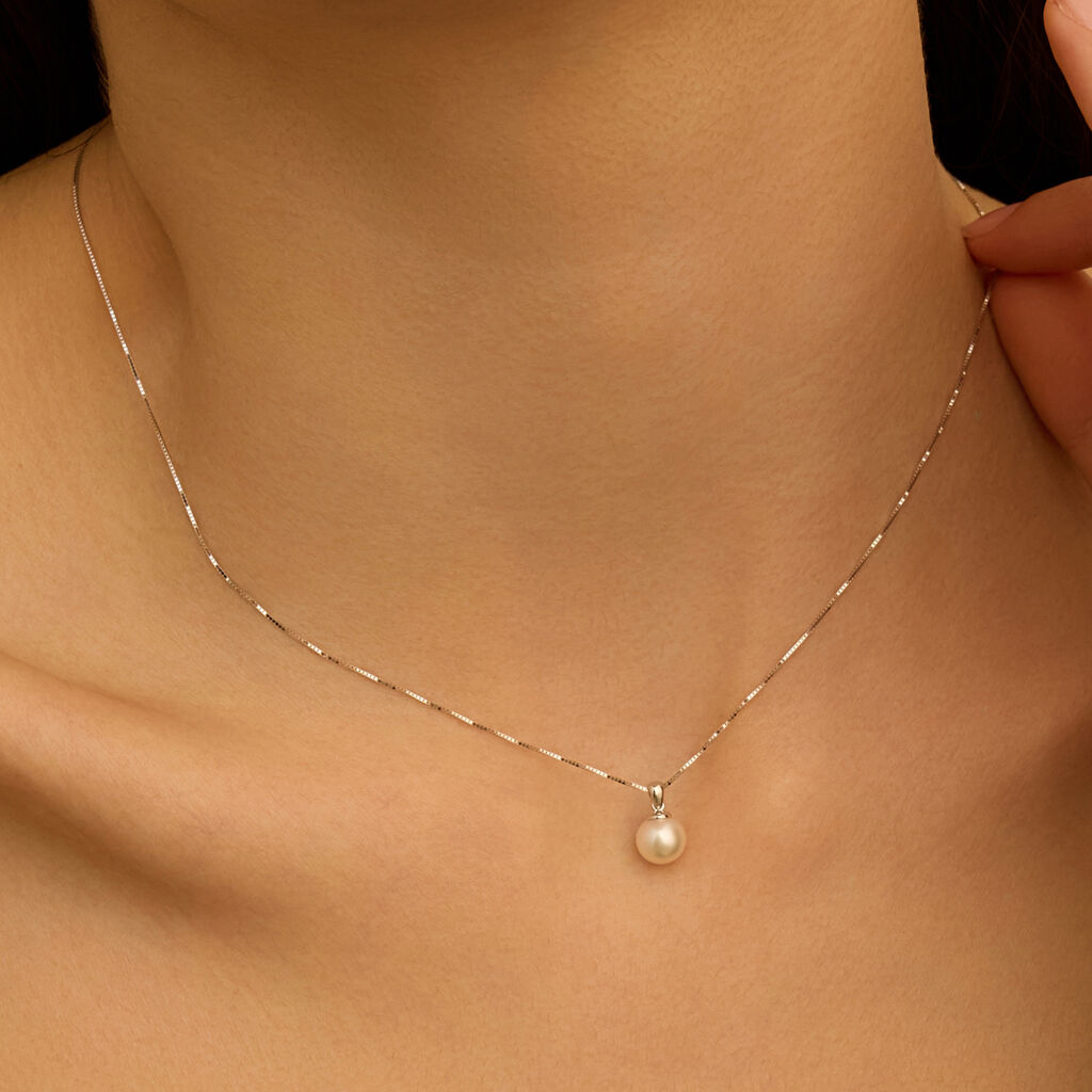 Collana Gabrielle Oro Bianco Perla Akoya - Collane Donna | Stroili