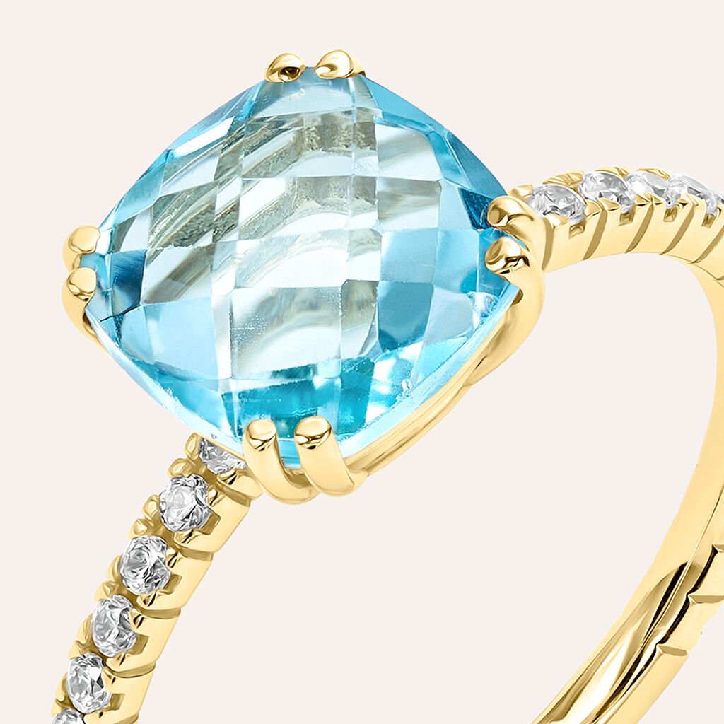 Anello Solitario Am&eacute;lie Oro Giallo Topazio Cubic Zirconia