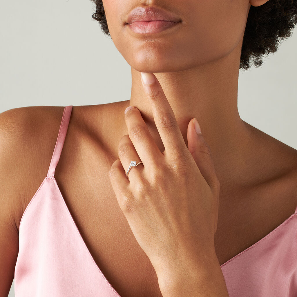 Anello Solitario Petali Oro Bianco Diamante - Anelli con Pietre Donna | Stroili