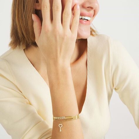 Bangle Lady Message Acciaio Dorato Cristallo - Bracciali Rigidi Donna | Stroili