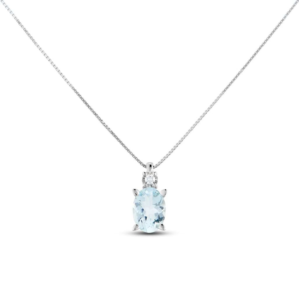 Collana Punto Luce Acquamarina Oro Bianco Acquamarina Diamante - Collane Punto Luce Donna | Stroili