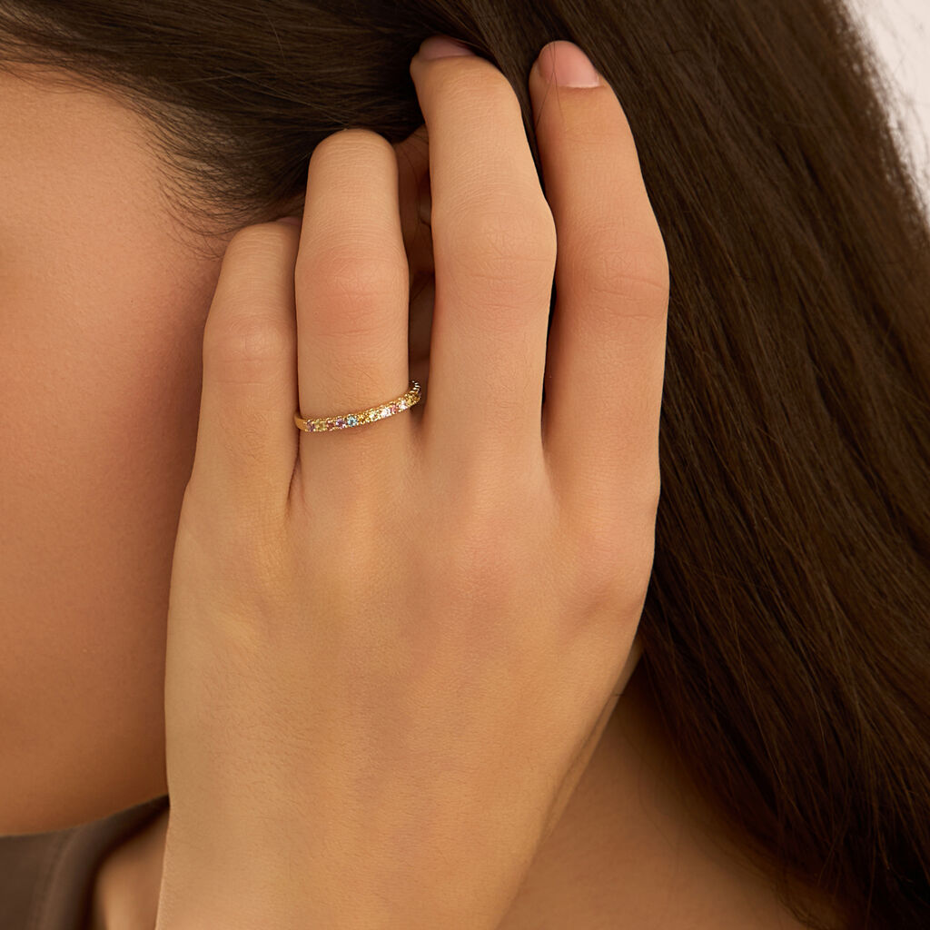 Anello Riviere Amélie Oro Giallo Cubic Zirconia Ametista Citrino Topazio Peridoto Tormalina