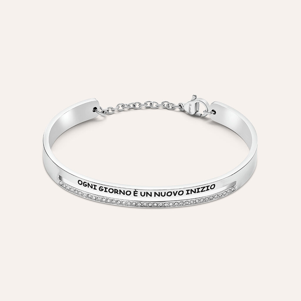 Bangle Lady Message Acciaio Cristallo - Bracciali Rigidi Donna | Stroili