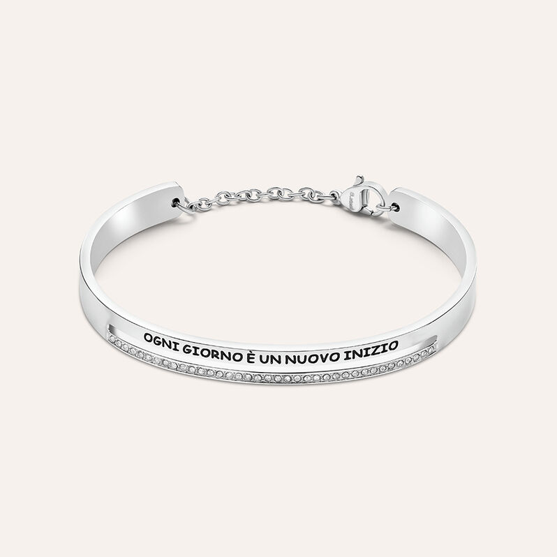 Bangle Lady Message Acciaio Cristallo - Bracciali Rigidi Donna | Stroili