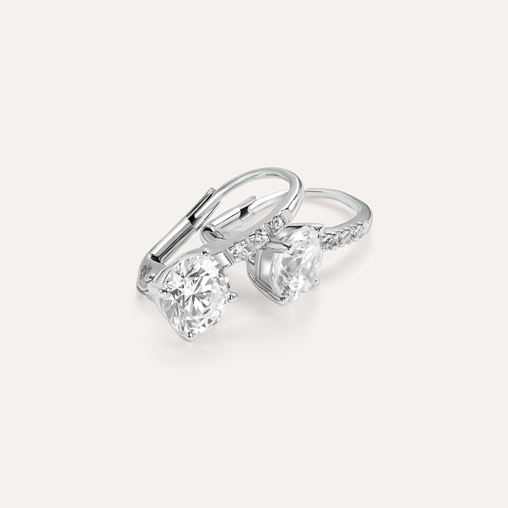 Orecchini Pendenti Punto Luce Claire Oro Bianco Cubic Zirconia