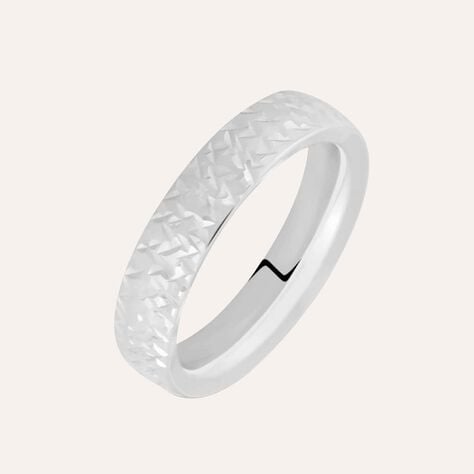 Fede Comoda Leggera Squadrata Diamantata 4 mm Oro Bianco - Anelli con Incisione Donna | Stroili