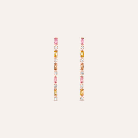 Orecchini Pendenti Tennis Romantic Shine Ottone Rosa Cristallo - Orecchini Pendenti Donna | Stroili