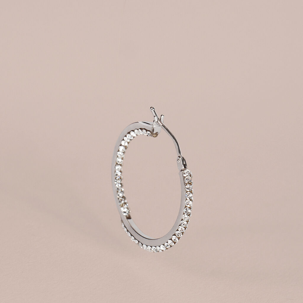 Orecchini A Cerchio Toujours Oro Bianco Cristallo