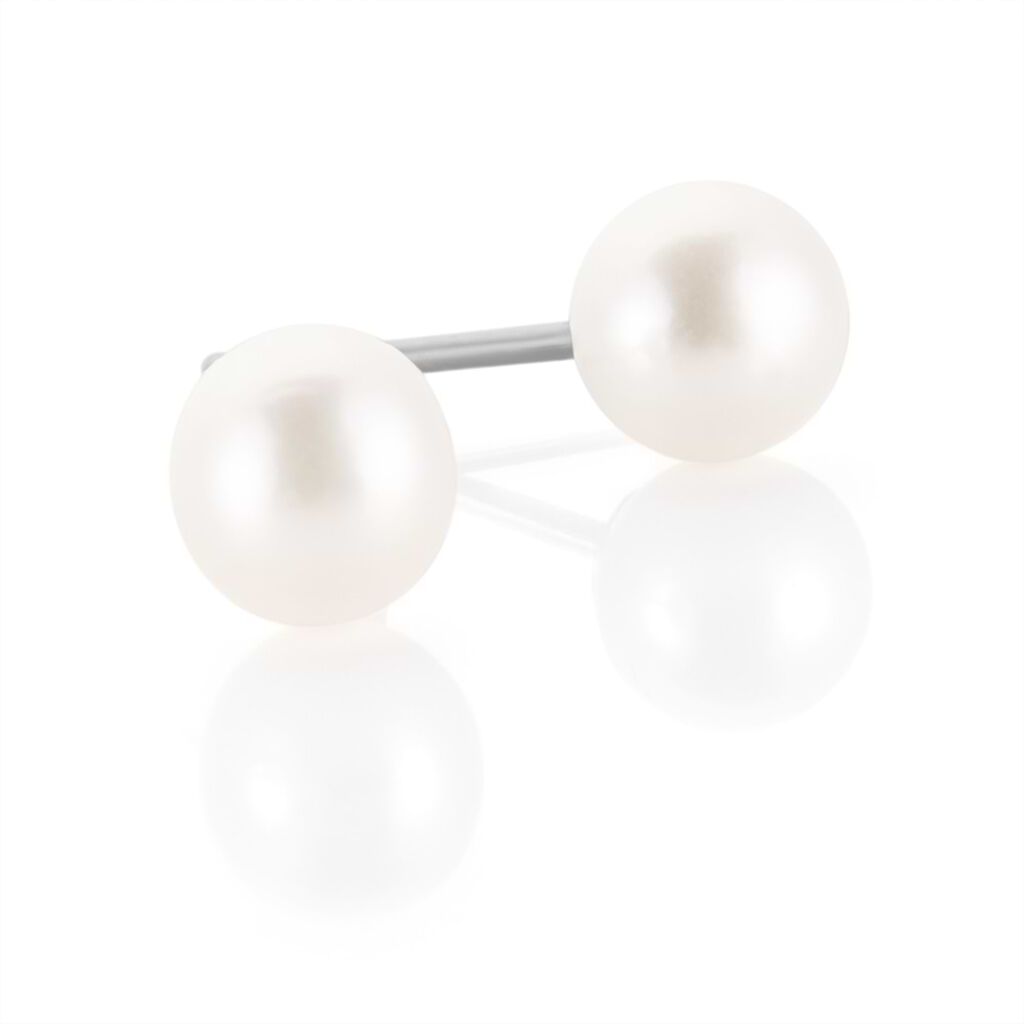 Orecchini Lobo Gabrielle Oro Bianco Perla D'Acqua Dolce