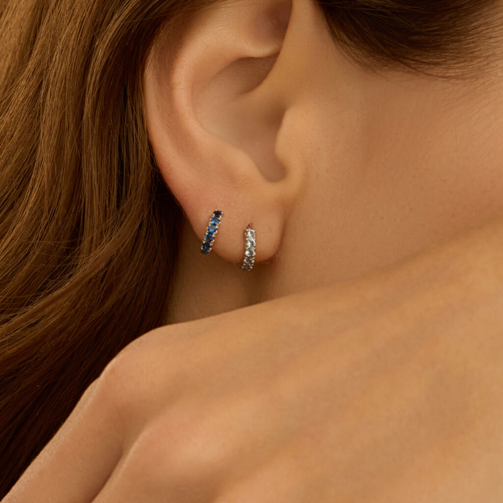 Orecchini A Cerchio Toujours Oro Bianco Cubic Zirconia