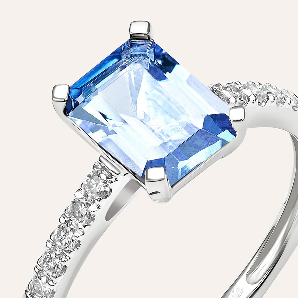 Anello Solitario Jasmine Oro Bianco Tanzanite Diamante - Anelli con Pietre Donna | Stroili