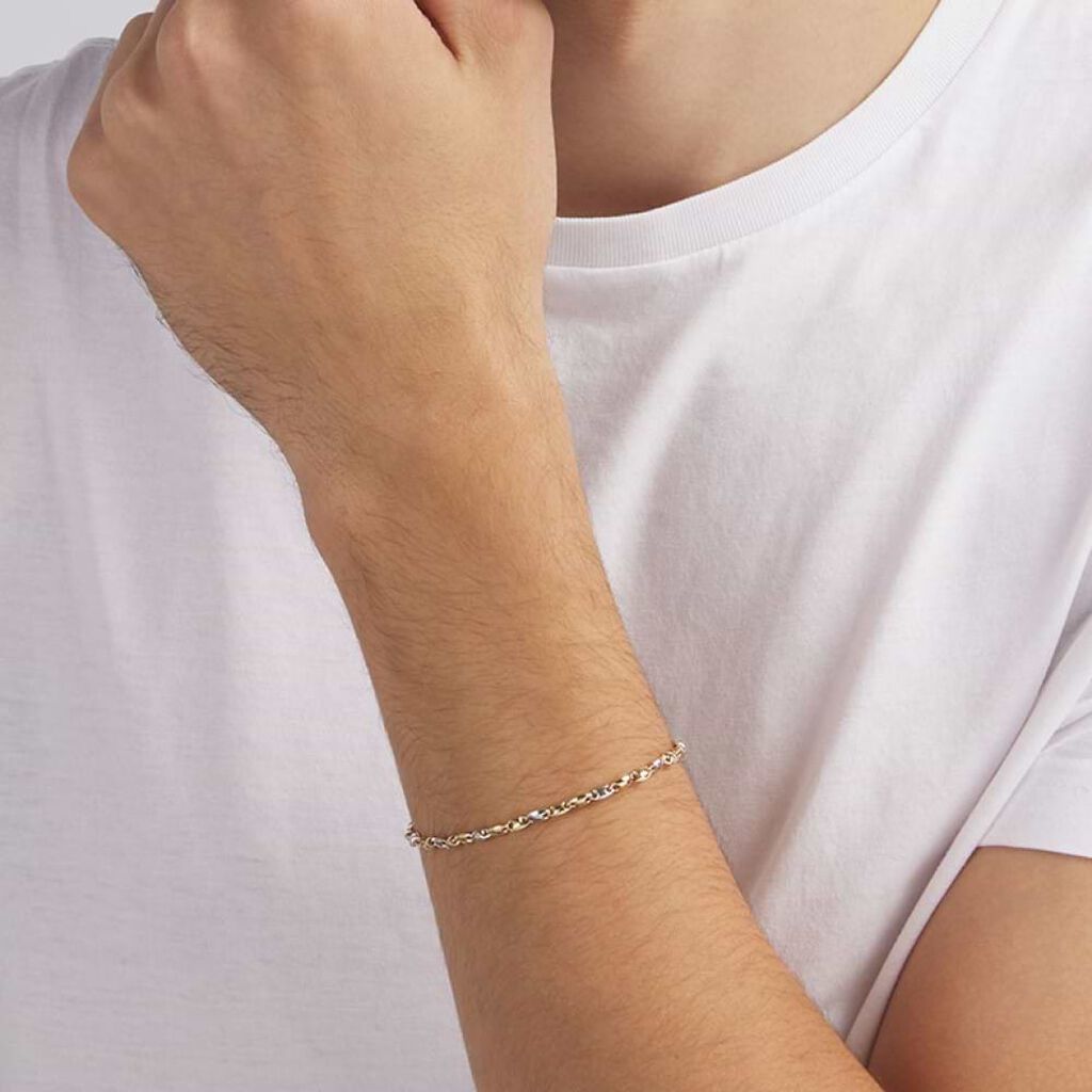 Bracciale Catena Oro Uomo Oro Bicolore - Bracciali Uomo | Stroili