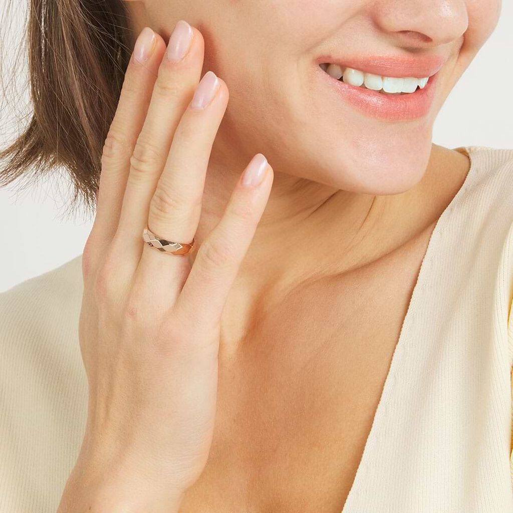 Anello a Fascia Lady Code Acciaio Rosato Diamantato - Anelli Moderni Donna | Stroili