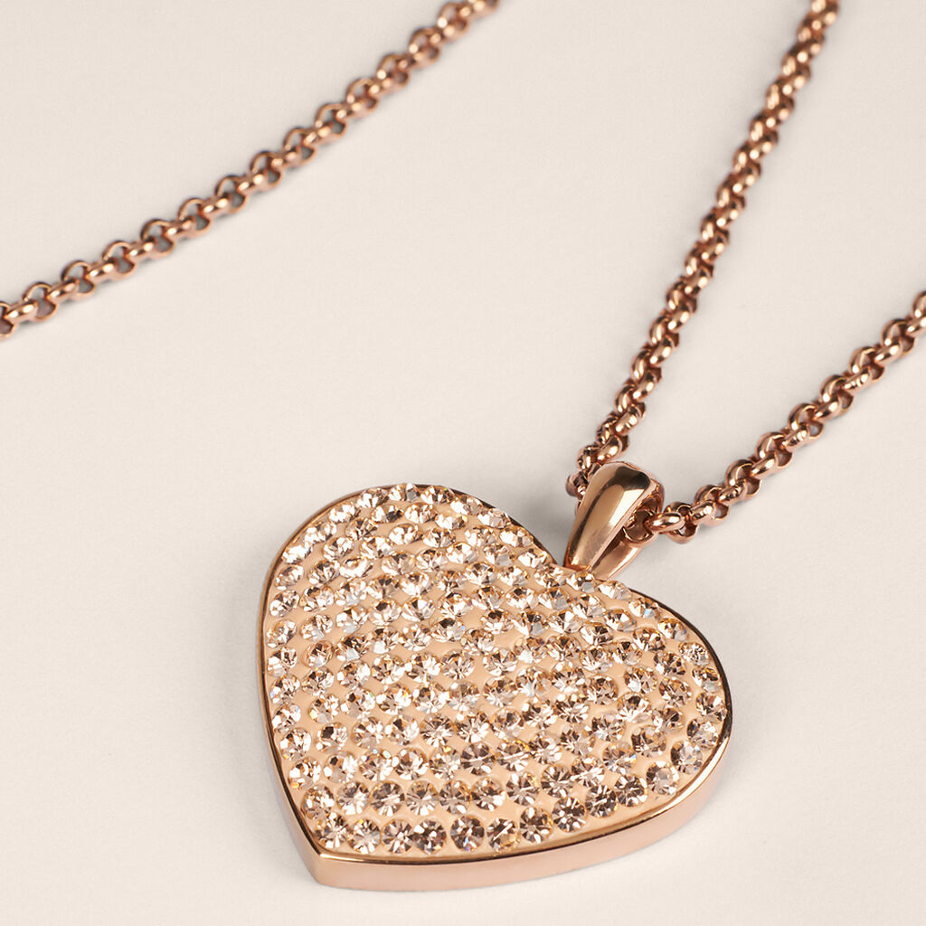 Collana Aura Acciaio Rosa Cristallo