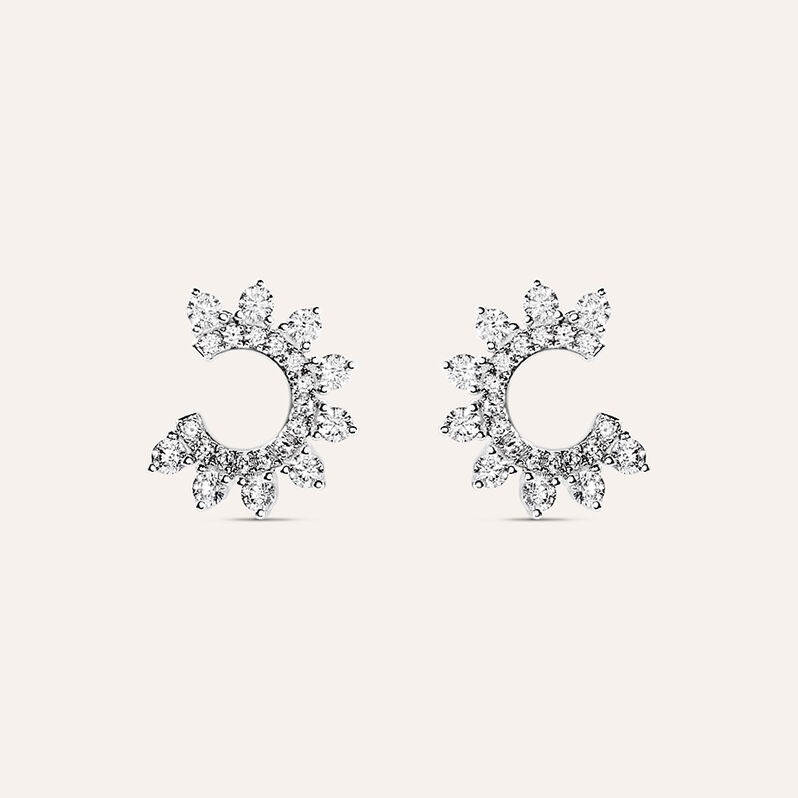 Orecchini Lobo Claire Oro Bianco Cubic Zirconia - Orecchini a Lobo Donna | Stroili