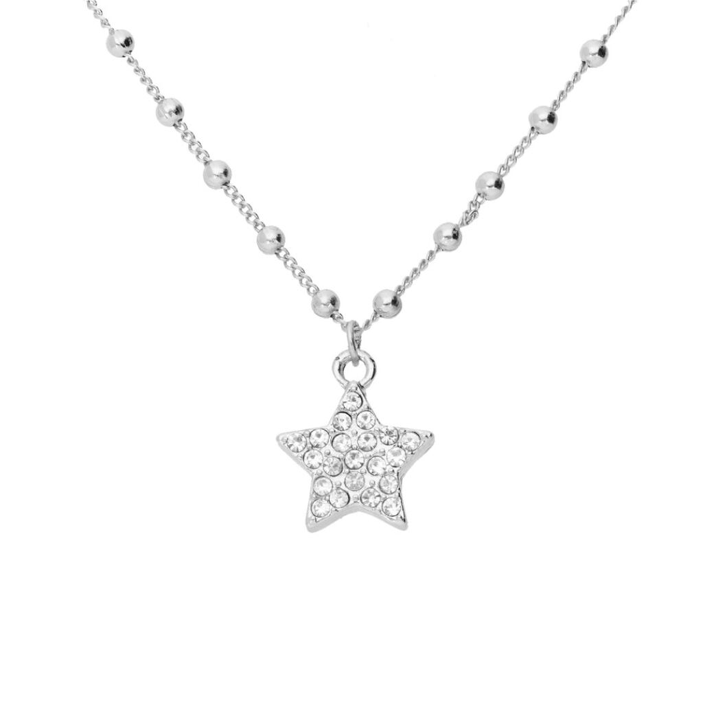 Collana Ottone Rodiato Stella e Cristalli